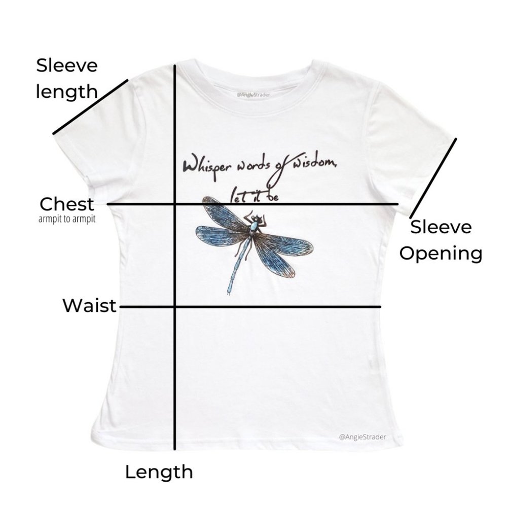 Dragonfly Whisper Words of Wisdom Let it Be Black Cotton T-shirt - Picture 3 of 7